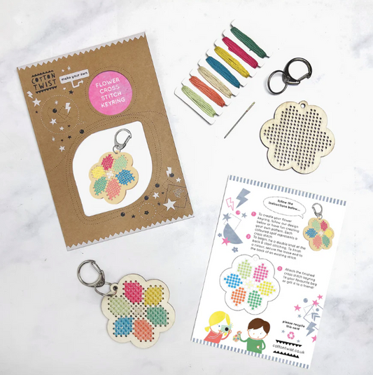 Make Your Own Flower Cross Stitch Keyring