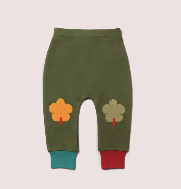 Woodland Green Leaf Knee Patch Joggers