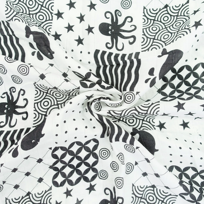 Bamboo/Organic Cotton Swaddle Blanket Sensory Print